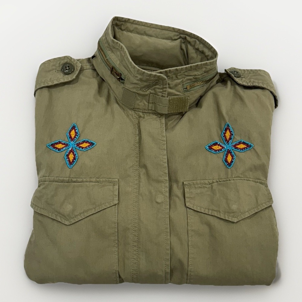 Ralph Lauren Women's Military M65 Field Jacket Medium Beaded Packable Hood